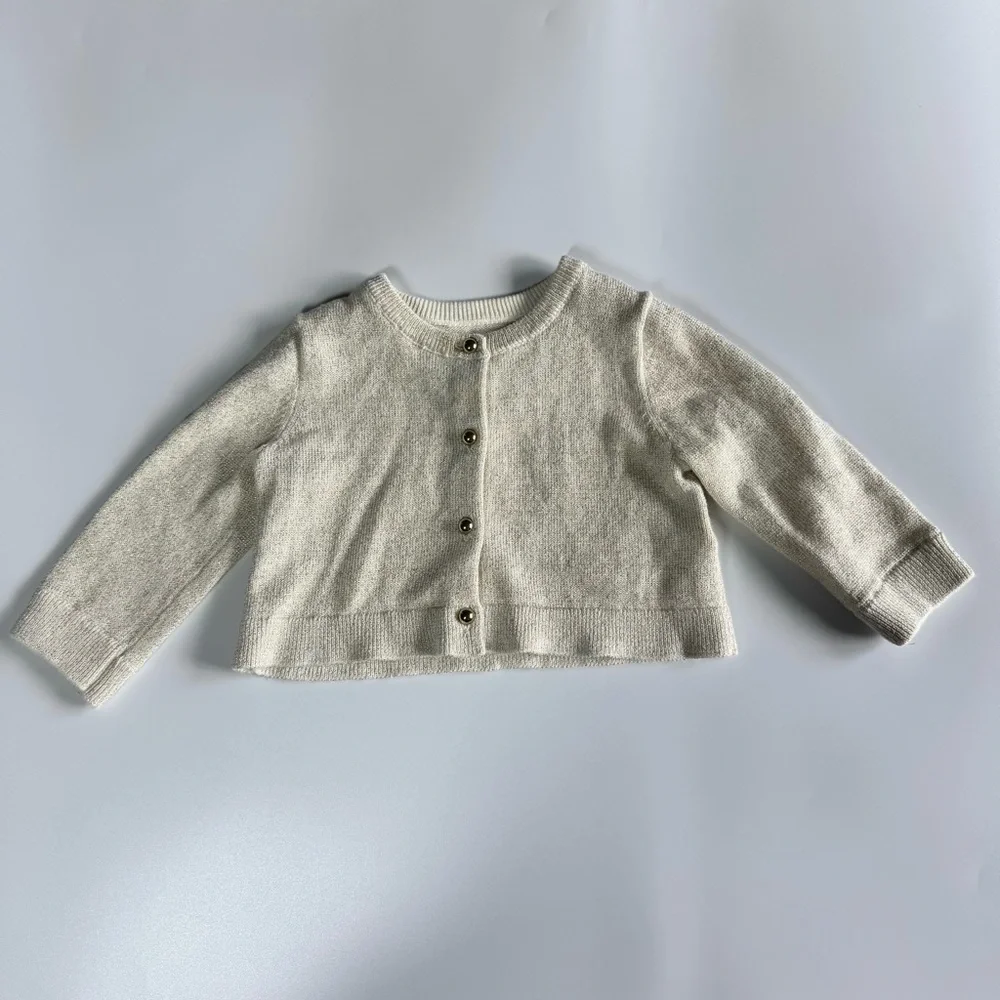 BabyGap Newborn Baby Girl Outfit Pink Floral One Piece Gold Cardigan Sweater